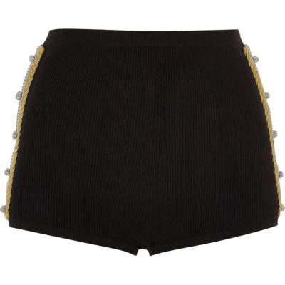 River Island Womens Knit Hot Pants With Gold Twist Detail