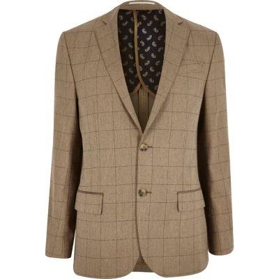 River Island Mens Check Wool-blend Tailored Fit Blazer