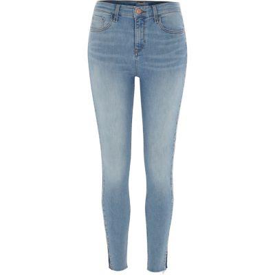 River Island Womens Molly Mid Rise Shadow Panel Jeans