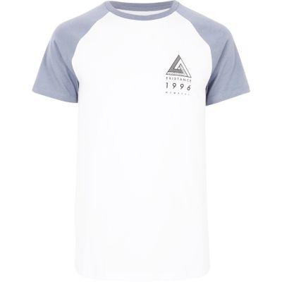 River Island Mens White Chest Logo Raglan T-shirt
