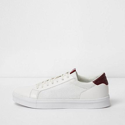 River Island Mens White Mesh Side Panel Lace-up Sneakers