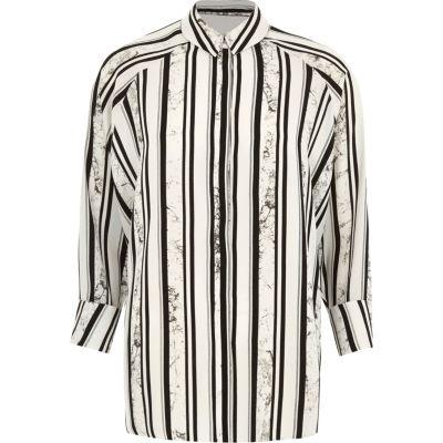 River Island Womens Marble Stripe Print High Low Hem Shirt