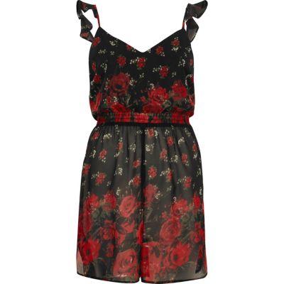 River Island Womens Floral Print Longline Frill Cami Top