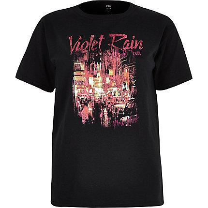 River Island Womens Petite 'violet Rain' Print T-shirt