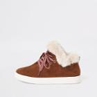 River Island Womens Lace-up Faux Fur Lined Sneakers