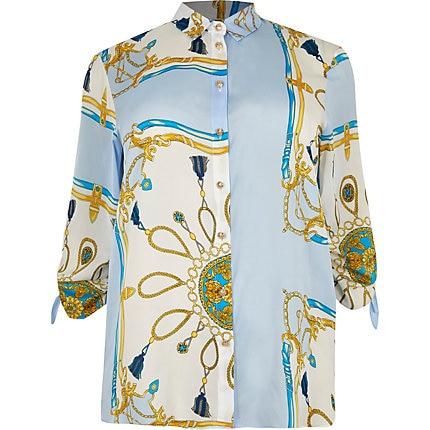 River Island Womens Plus Chain Print Ruched Shirt