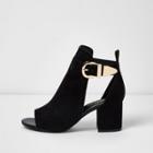 River Island Womens Wide Fit Buckle Block Heel Shoe Boot