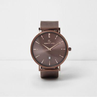 River Island Womens Copper Abbott Lyon Mesh Strap Watch