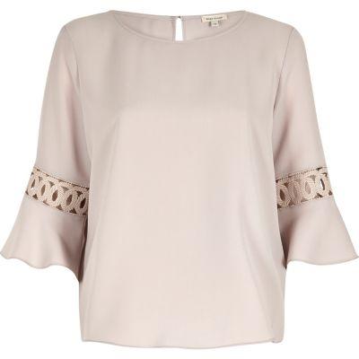 River Island Womens Cord Insert Bell Sleeve Top