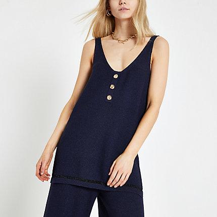 River Island Womens Glitter V Neck Tank