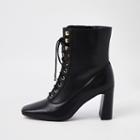 River Island Womens Leather Lace-up Square Toe Boots