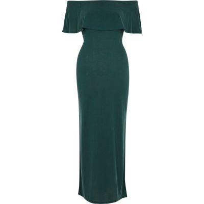 River Island Womens Deep Frill Bardot Maxi Dress