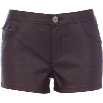 River Island Womens Dark Leather Look Shorts