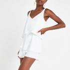 River Island Womens White Frill Playsuit