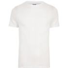 River Island Mens White Ribbed Muscle Fit Embroidered T-shirt