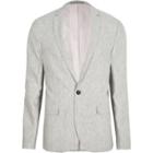 River Island Mens Linen Stripe Skinny Suit Jacket