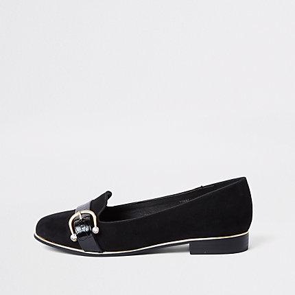 River Island Womens Wide Fit Diamante Buckle Ballet Shoe