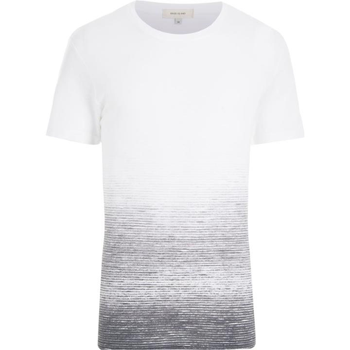 River Island Menswhite Textured Faded T-shirt
