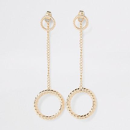 River Island Womens Gold Color Twist Front And Back Earrings