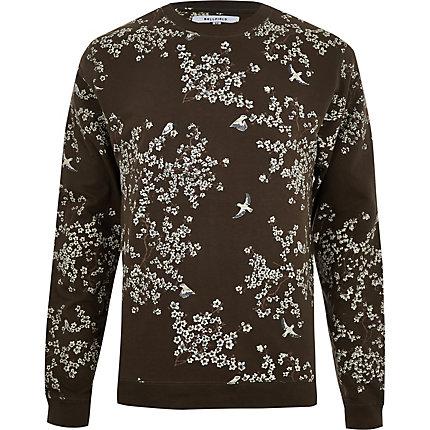 Mens Bellfield Floral Print Crew Neck Jumper