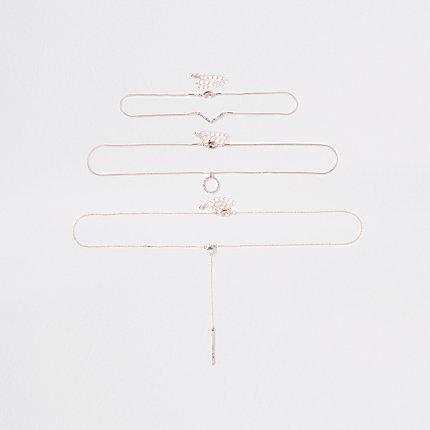 River Island Womens Rose Gold Tone Drop Pendant Necklace Set