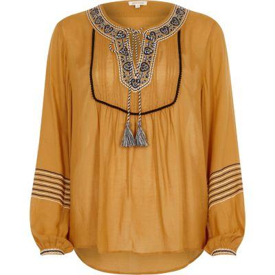 River Island Womens Embroidered Tassel Long Sleeve Top