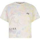 River Island Womens Petite White Tie Dye Cropped T-shirt