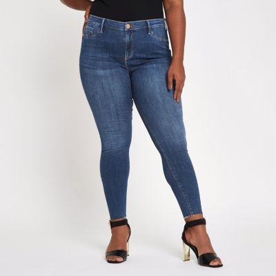 River Island Womens Plus Molly Rip Hem Super Skinny Jeggings