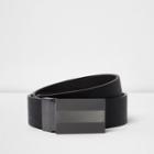 River Island Mens Leather Engraved Silver Tone Plate Belt