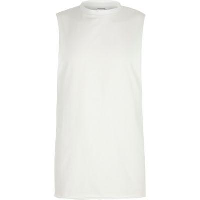 River Island Mens White Dropped Armholesk Top