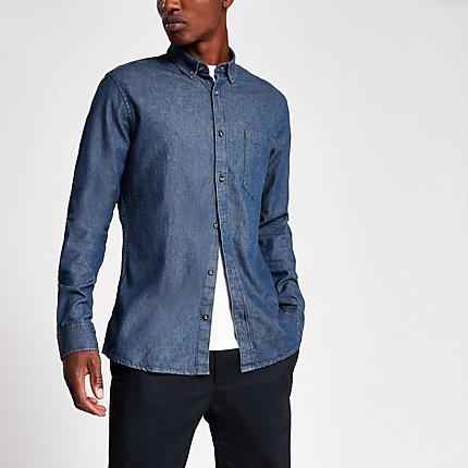 River Island Mens Only And Sons Slim Fit Denim Shirt