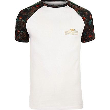 River Island Mens Big And Tall White Peacock Raglan T-shirt