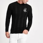 River Island Mens Rib Muscle Fit Long Sleeve Sweater