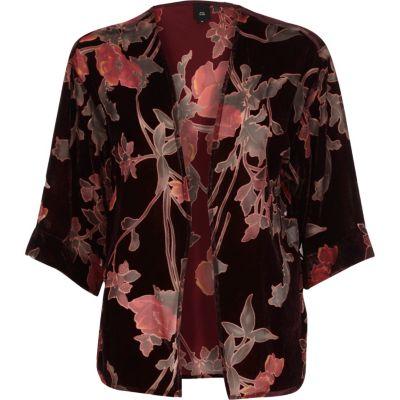 River Island Womens Floral Burnout Print Velvet Kimono