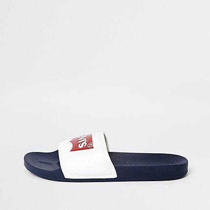 Mens Levi's White Sliders