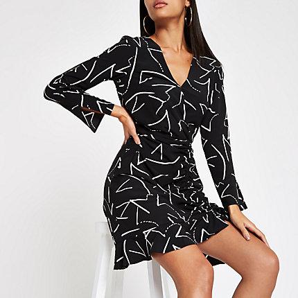 River Island Womens Printed Ruched Side Tea Dress