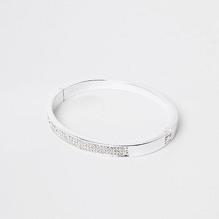 River Island Womens Silver Diamante Cuff Bracelet