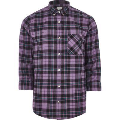 River Island Mens Check Long Sleeve Slim Fit Shirt