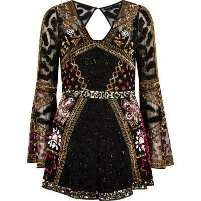 River Island Womens Bead Embellished Kimono Sleeve Playsuit