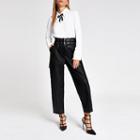 River Island Womens White Bow Embellished Collar Shirt
