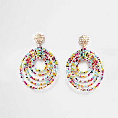 River Island Womens Multicolored Beaded Circle Drop Earrings