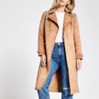 River Island Womens Petite Check Belted Trench Coat