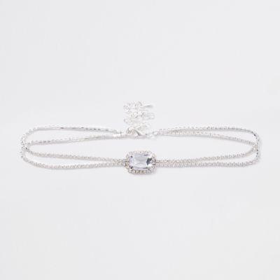 River Island Womens Silver Tone Centre Diamante Choker