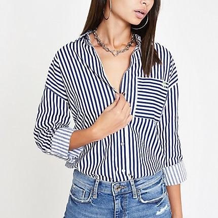 River Island Womens Stripe Chest Pocket Shirt