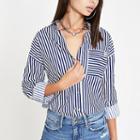 River Island Womens Stripe Chest Pocket Shirt