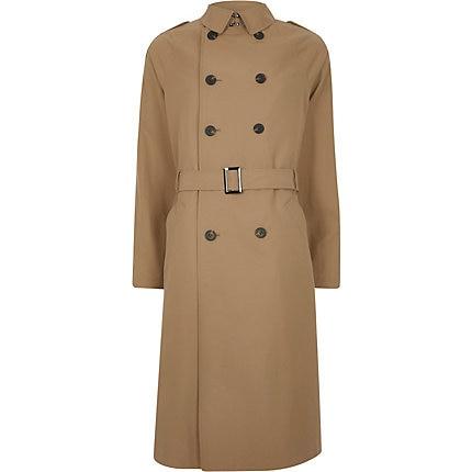 River Island Mens Double Breasted Belted Mac