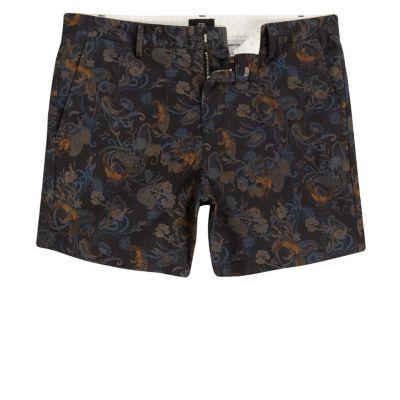 River Island Mens Paisley Print Slim Fit Chino Shorts