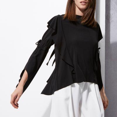 River Island Womens Ri Studio Bell Sleeve Tie Back Top