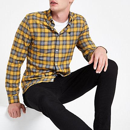 River Island Mens Check Wasp Embroidered Button-up Shirt