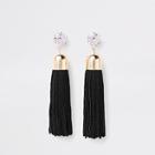 River Island Womens Gold Tone Diamante Tassel Drop Earrings
